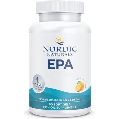 Nordic Naturals , EPA, 1210 mg d'oméga-3, huile de poisson avec EPA et DHA, saveur citron, 60 capsules molles testées en laboratoire, sans soja, sans gluten, sans OGM Nordic Naturals , EPA, 1210 mg d'oméga-3, huile de poisson avec EPA et DHA, saveur citron, 60 capsules molles testées en laboratoire, sans soja, sans gluten, sans OGM