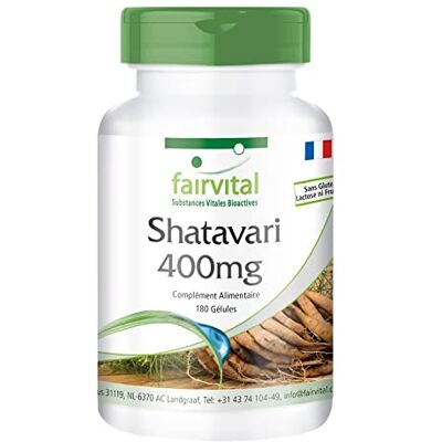 fairvital Shatavari 400mg en gélules, 180 gélules, HAUTEMENT DOSÉ, 400mg par gélule, VÉGÉTALIEN, Asparagus racemosus, asperge indienne fairvital Shatavari 400mg en gélules, 180 gélules, HAUTEMENT DOSÉ, 400mg par gélule, VÉGÉTALIEN, Asparagus racemosus, asperge indienne