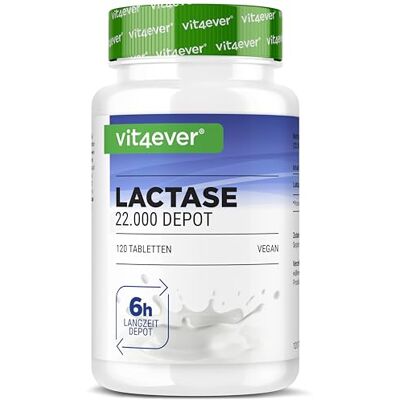 Vit4ever Lactase 22.000 Depot-120 comprimés à libération prolongée(Sepismart® Slow Release)-En cas d'intolérance au lactose + intolérance au lait Sans additifs indésirables Vit4ever Lactase 22.000 Depot-120 comprimés à libération prolongée(Sepismart® Slow Release)-En cas d'intolérance au lactose + intolérance au lait Sans additifs indésirables