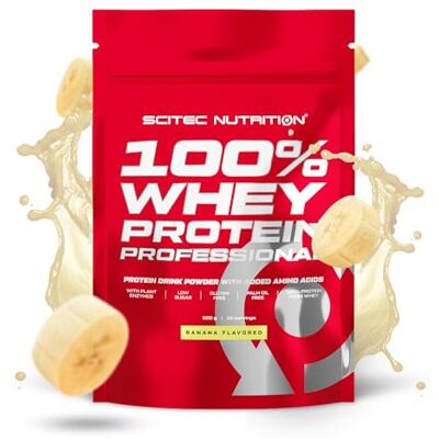Scitec Nutrition 100% Whey Protein Professional Complexe de whey Concentré et isolat de lactosérum avec enzymes digestives protéines pour les muscles 500 g, Banane Scitec Nutrition 100% Whey Protein Professional Complexe de whey Concentré et isolat de lactosérum avec enzymes digestives protéines pour les muscles 500 g, Banane