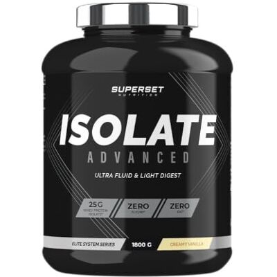 SUPERSET NUTRITION Zero Isolate Advanced (1,8kg) Whey Isolate en poudre Zero sucre, zero graisse Haute teneur en protéines, ultra-filtrée, enrichie en L-Glutamine Vanille SUPERSET NUTRITION Zero Isolate Advanced (1,8kg) Whey Isolate en poudre Zero sucre, zero graisse Haute teneur en protéines, ultra-filtrée, enrichie en L-Glutamine Vanille