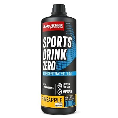 Body Attack Zero Sports Drink Pineapple 1000 ml / 200 portions – Fabriqué en Allemagne – Concentré – Sirop végétalien faible en sucre, faible en matières grasses – Pour boissons gazeuses avec Body Attack Zero Sports Drink Pineapple 1000 ml / 200 portions – Fabriqué en Allemagne – Concentré – Sirop végétalien faible en sucre, faible en matières grasses – Pour boissons gazeuses avec