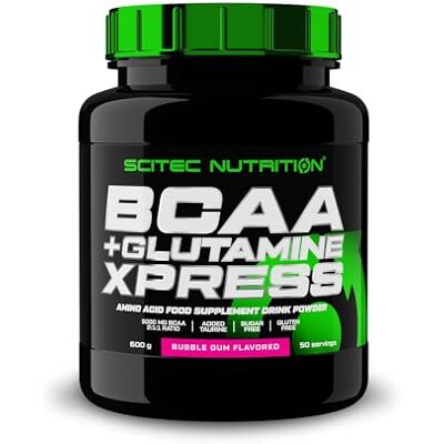 Scitec Nutrition BCAA + Glutamine Xpress, Poudre de boisson aromatisée avec acides aminés, avec glutamine et taurine, sans sucre et gluten, 600 g, Bubble gum Scitec Nutrition BCAA + Glutamine Xpress, Poudre de boisson aromatisée avec acides aminés, avec glutamine et taurine, sans sucre et gluten, 600 g, Bubble gum