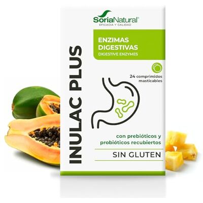 Soria Natural Inulac Plus Probiotiques et prébiotiques intestinaux Enzymes digestives Soulage la lourdeur Favorise la digestion Aide Constipation, Diarrhée, Flatulences 24 Comprimés Soria Natural Inulac Plus Probiotiques et prébiotiques intestinaux Enzymes digestives Soulage la lourdeur Favorise la digestion Aide Constipation, Diarrhée, Flatulences 24 Comprimés