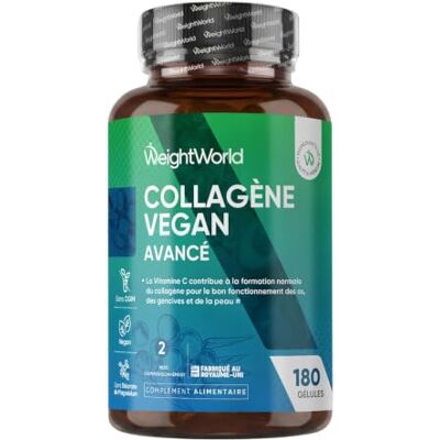 WeightWorld Collagene et Acide Hyaluronique Vegan, 180 Gélules avec Multivitamines et Minéraux, Vitamine C, E, Zinc, MSM, Resvératrol, Lactobacillus Acidophilus, Multi Usages, Collagene Vegan pour 2 Mois WeightWorld Collagene et Acide Hyaluronique Vegan, 180 Gélules avec Multivitamines et Minéraux, Vitamine C, E, Zinc, MSM, Resvératrol, Lactobacillus Acidophilus, Multi Usages, Collagene Vegan pour 2 Mois