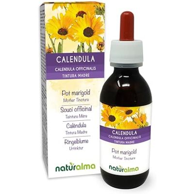 Naturalma Souci officinal (Calendula officinalis) capitules (fleurs) Teinture Mère sans alcool Extrait liquide gouttes 120 ml Complément alimentaire Végétalien ou végan Naturalma Souci officinal (Calendula officinalis) capitules (fleurs) Teinture Mère sans alcool Extrait liquide gouttes 120 ml Complément alimentaire Végétalien ou végan