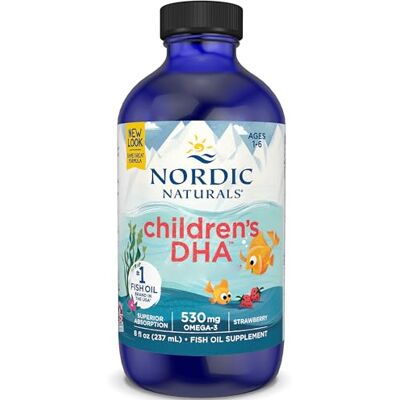 Nordic Naturals , Children's DHA, 530mg d'Oméga-3 d'Huile de Foie de Morue, Arôme Fraise, avec EPA et DHA, 237ml, Sans Soja, Sans Gluten, Sans OGM Nordic Naturals , Children's DHA, 530mg d'Oméga-3 d'Huile de Foie de Morue, Arôme Fraise, avec EPA et DHA, 237ml, Sans Soja, Sans Gluten, Sans OGM