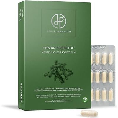 Perfect Health Human Probiotic Probiotica Voedingssupplement Ondersteunt het natuurlijk evenwicht in je darmen Hoog gedoseerd 30 capsules Vegan Perfect Health Human Probiotic Probiotica Voedingssupplement Ondersteunt het natuurlijk evenwicht in je darmen Hoog gedoseerd 30 capsules Vegan