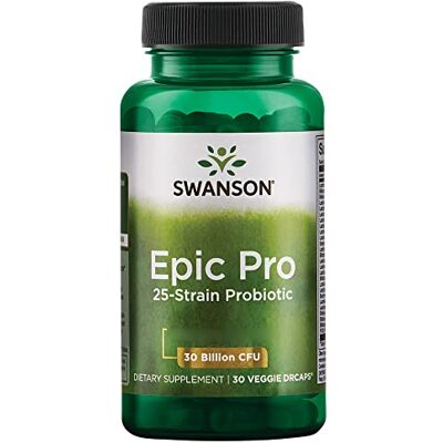 Swanson Epic Pro 30 billions 25 bonnes souches bactériennes avec 30 milliards de cultures bactériennes 30 gélules Testé en laboratoire Sans soja Sans gluten Sans OGM Swanson Epic Pro 30 billions 25 bonnes souches bactériennes avec 30 milliards de cultures bactériennes 30 gélules Testé en laboratoire Sans soja Sans gluten Sans OGM