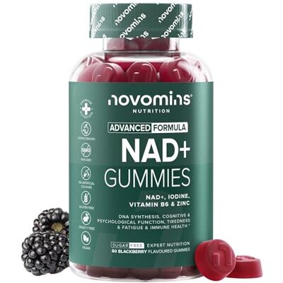 Novomins NAD+ Bonbons Nicotinamide, iode, vitamine B6 et zinc Soutient la synthèse de l'ADN, la fonction cognitive et le métabolisme énergétique Vegan et sans sucre 60 bonbons NAD Plus Novomins NAD+ Bonbons Nicotinamide, iode, vitamine B6 et zinc Soutient la synthèse de l'ADN, la fonction cognitive et le métabolisme énergétique Vegan et sans sucre 60 bonbons NAD Plus