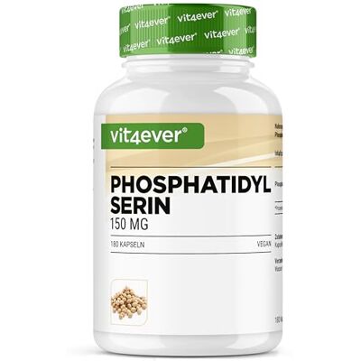 Vit4ever Phosphatidylsérine Gélules 300 mg par Dose Journalière 180 Gélules Hautement Dosé Phospholipide PS Vegan Sans Additifs Inutiles Vit4ever Phosphatidylsérine Gélules 300 mg par Dose Journalière 180 Gélules Hautement Dosé Phospholipide PS Vegan Sans Additifs Inutiles