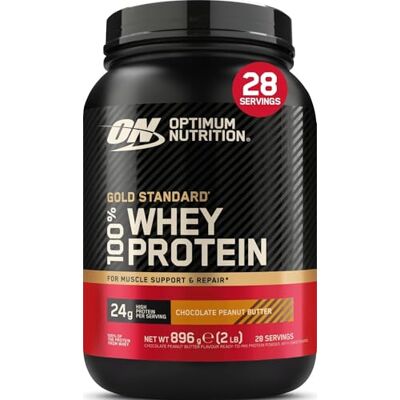 Optimum Nutrition Gold Standard 100% Whey Protéine en Poudre, 896 g Chocolate Peanut Butter, 28 Portions, 24g de Protéines,BCAA,Soutient la Croissance et la Récupération Musculaires Optimum Nutrition Gold Standard 100% Whey Protéine en Poudre, 896 g Chocolate Peanut Butter, 28 Portions, 24g de Protéines,BCAA,Soutient la Croissance et la Récupération Musculaires