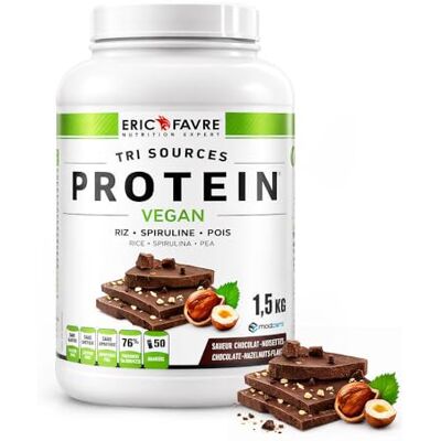 ERIC FAVRE PROTEINES VEGAN TRI-SOURCE Protéines Végétales Vegan Savoureuses, Développement Musculaire Riz Spiruline Pois Assimilable Rapidement 1,5kg Laboratoire Français (Chocolat Noisette) ERIC FAVRE PROTEINES VEGAN TRI-SOURCE Protéines Végétales Vegan Savoureuses, Développement Musculaire Riz Spiruline Pois Assimilable Rapidement 1,5kg Laboratoire Français (Chocolat Noisette)