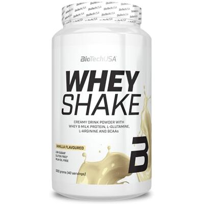 BioTechUSA Whey Shake Protéine de lactosérum crémeuse au goût intense BCAA et acides aminés ajoutés Riche en fibres Sans gluten Texture crémeuse 1000 g, Vanille BioTechUSA Whey Shake Protéine de lactosérum crémeuse au goût intense BCAA et acides aminés ajoutés Riche en fibres Sans gluten Texture crémeuse 1000 g, Vanille