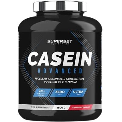 SUPERSET NUTRITION 100% Casein Advanced (1,8kg) Caséine en poudre Enrichie en vitamine D3 8h de diffusion pour le muscle Fraise Yogourt SUPERSET NUTRITION 100% Casein Advanced (1,8kg) Caséine en poudre Enrichie en vitamine D3 8h de diffusion pour le muscle Fraise Yogourt