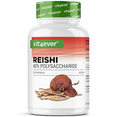 Vit4ever Reishi 270 Gélules Véganes avec 1300 mg d’Extrait par Dose Journalière 40% de Polysaccharides Ganoderma Lucidum Hautement Dosé, Sans Additifs Superflus, Végane Vit4ever Reishi 270 Gélules Véganes avec 1300 mg d’Extrait par Dose Journalière 40% de Polysaccharides Ganoderma Lucidum Hautement Dosé, Sans Additifs Superflus, Végane