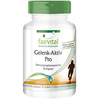 fairvital Gelenk-Aktiv Pro, 90 gélules, 1200mg de glucosamine par dose journalière avec sulfate de chondroïtine + MSM + acide hyaluronique + astaxanthine, HAUTEMENT DOSÉ fairvital Gelenk-Aktiv Pro, 90 gélules, 1200mg de glucosamine par dose journalière avec sulfate de chondroïtine + MSM + acide hyaluronique + astaxanthine, HAUTEMENT DOSÉ