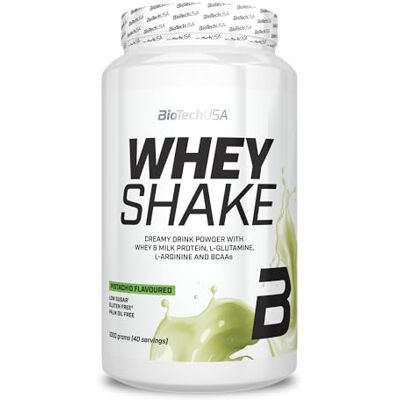 BioTechUSA Whey Shake Protéine de lactosérum crémeuse au goût intense BCAA et acides aminés ajoutés Riche en fibres Sans gluten Texture crémeuse 1000 g, Pistache BioTechUSA Whey Shake Protéine de lactosérum crémeuse au goût intense BCAA et acides aminés ajoutés Riche en fibres Sans gluten Texture crémeuse 1000 g, Pistache