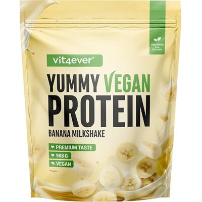 Vit4ever Yummy Vegan Protein Banana Milkshake – Shake protéiné végétal avec 24,8 g de protéines par portion à base d’isolat de fève avec BCAA et acides aminés – 908 g Vit4ever Yummy Vegan Protein Banana Milkshake – Shake protéiné végétal avec 24,8 g de protéines par portion à base d’isolat de fève avec BCAA et acides aminés – 908 g