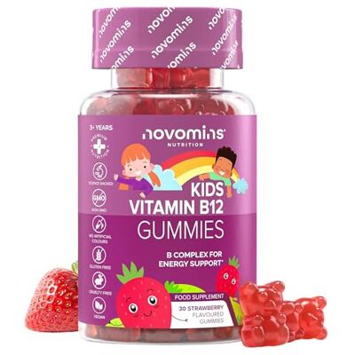 Novomins Gommes à la vitamine B12 pour enfants Complexe B avec B1, B2, B6, Biotine Et Acide Folique Pour L'énergie Et Le Métabolisme Alternative Aux Comprimés 30 Gummies Végétaliennes Novomins Gommes à la vitamine B12 pour enfants Complexe B avec B1, B2, B6, Biotine Et Acide Folique Pour L'énergie Et Le Métabolisme Alternative Aux Comprimés 30 Gummies Végétaliennes