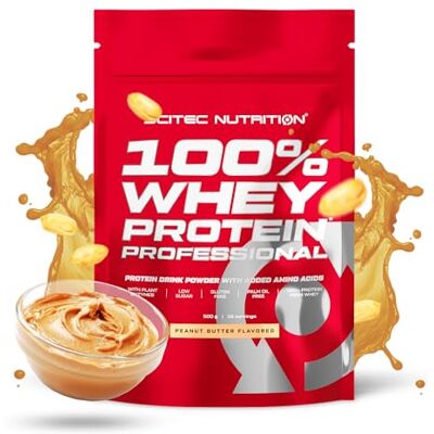 Scitec Nutrition 100% Whey Protein Professional Complexe de whey Concentré et isolat de lactosérum avec enzymes digestives protéines pour les muscles 500 g, Beurre de cacahuète Scitec Nutrition 100% Whey Protein Professional Complexe de whey Concentré et isolat de lactosérum avec enzymes digestives protéines pour les muscles 500 g, Beurre de cacahuète