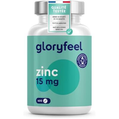 Gloryfeel Zinc, 400 Comprimés Végétaliens, Soutient pour l'Acné, Zinc pour Plus d'un An, Antioxydant et Beauté, pour une Peau Saine, Système Immunitaire*, Sans Additifs, Complément Alimentaire Gloryfeel Zinc, 400 Comprimés Végétaliens, Soutient pour l'Acné, Zinc pour Plus d'un An, Antioxydant et Beauté, pour une Peau Saine, Système Immunitaire*, Sans Additifs, Complément Alimentaire