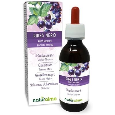 Naturalma Cassissier (Ribes nigrum) feuilles et fruits Teinture Mère sans alcool Extrait liquide gouttes 120 ml Complément alimentaire Végétalien ou végan Naturalma Cassissier (Ribes nigrum) feuilles et fruits Teinture Mère sans alcool Extrait liquide gouttes 120 ml Complément alimentaire Végétalien ou végan