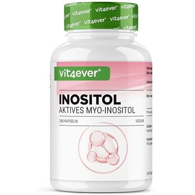 Vit4ever Myo-inositol 1500 mg par jour – 240 gélules véganes à haut dosage – Inositol pur, composant important du métabolisme cellulaire – Sans additifs inutiles Vit4ever Myo-inositol 1500 mg par jour – 240 gélules véganes à haut dosage – Inositol pur, composant important du métabolisme cellulaire – Sans additifs inutiles