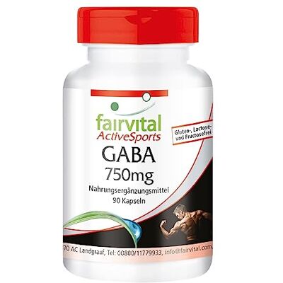 fairvital GABA 750mg, 90 gélules, pour 45 JOURS, 1500mg par dose journalière, VÉGÉTALIEN, acide gamma-aminobutyrique fairvital GABA 750mg, 90 gélules, pour 45 JOURS, 1500mg par dose journalière, VÉGÉTALIEN, acide gamma-aminobutyrique