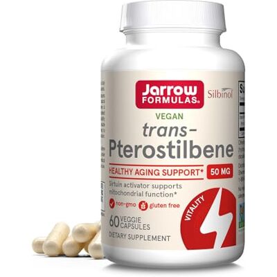 Jarrow Formulas , Trans-Ptérostilbene, 50mg, 60 Veg. Caps Jarrow Formulas , Trans-Ptérostilbene, 50mg, 60 Veg. Caps