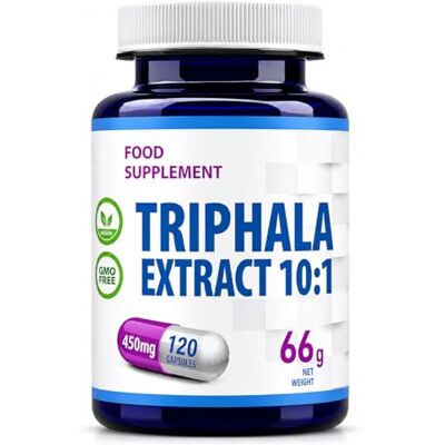 Hepatica Extrait de Triphala 4.500 mg Équivalent Extrait 10:1 450 mg Amalaki, Haritaki et Bibhitaki 120 Gélules Véganes GMP & laboratoire indépendant Hepatica Extrait de Triphala 4.500 mg Équivalent Extrait 10:1 450 mg Amalaki, Haritaki et Bibhitaki 120 Gélules Véganes GMP & laboratoire indépendant