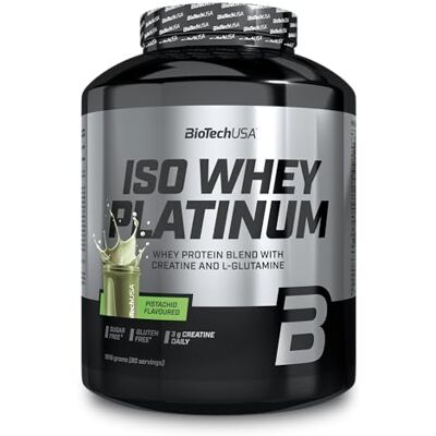 BioTechUSA Iso Whey Platinum Poudre de protéines de lactosérum isolées et concentrées 3 g de créatine par portion Avec zinc et vitamine B3 1816 g, Pistache BioTechUSA Iso Whey Platinum Poudre de protéines de lactosérum isolées et concentrées 3 g de créatine par portion Avec zinc et vitamine B3 1816 g, Pistache