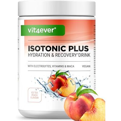 Vit4ever Isotonic Plus Drink 1050 g Boisson isotonique en poudre avec glucides, électrolytes, vitamines et maca Formule hydratation & récupération vegan (Peach Iced Tea) Vit4ever Isotonic Plus Drink 1050 g Boisson isotonique en poudre avec glucides, électrolytes, vitamines et maca Formule hydratation & récupération vegan (Peach Iced Tea)