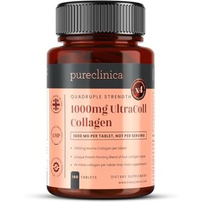 pureclinica Collagène marin UltraColl 1000 mg x 180 comprimés (3-6 mois d'approvisionnement) Le seul collagène anti-âge breveté de types I, II, III et VII pureclinica Collagène marin UltraColl 1000 mg x 180 comprimés (3-6 mois d'approvisionnement) Le seul collagène anti-âge breveté de types I, II, III et VII