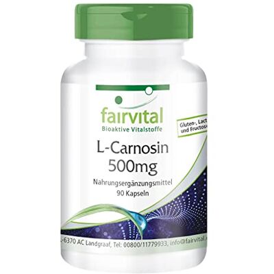 fairvital L-carnosine, acide aminé, 90 gélules, HAUTEMENT DOSÉ, 500mg par gélule, VÉGÉTALIEN fairvital L-carnosine, acide aminé, 90 gélules, HAUTEMENT DOSÉ, 500mg par gélule, VÉGÉTALIEN