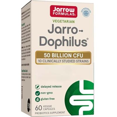 Jarrow Formulas , Ultra Jarro-Dophilus Lot de 60 capsules végétariennes, 222 mg (50 milliards d'UFC), mélange bactérien par dose, sans gluten, sans soja, sans OGM, sans goût Jarrow Formulas , Ultra Jarro-Dophilus Lot de 60 capsules végétariennes, 222 mg (50 milliards d'UFC), mélange bactérien par dose, sans gluten, sans soja, sans OGM, sans goût