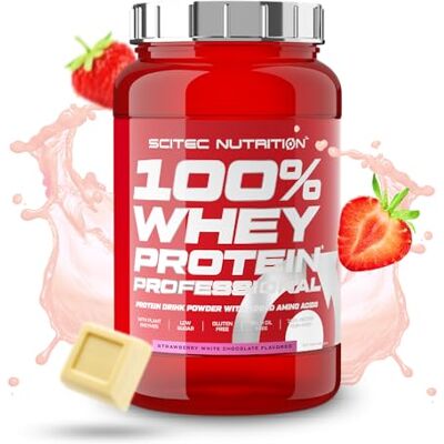 Scitec Nutrition 100% Whey Protein Professional Complexe de whey Concentré et isolat de lactosérum avec enzymes digestives protéines pour les muscles 920 g, Fraise-Chocolat blanc Scitec Nutrition 100% Whey Protein Professional Complexe de whey Concentré et isolat de lactosérum avec enzymes digestives protéines pour les muscles 920 g, Fraise-Chocolat blanc