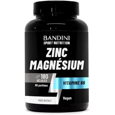 BANDINI ® Zinc Magnesium ULTRA 180 gélules Zinc + Magnésium + Vitamine B6 Complexe avec Dosage Optimal Facilite la prise de Masse et la Récupération Musculaire Complément 100% Vegan BANDINI ® Zinc Magnesium ULTRA 180 gélules Zinc + Magnésium + Vitamine B6 Complexe avec Dosage Optimal Facilite la prise de Masse et la Récupération Musculaire Complément 100% Vegan