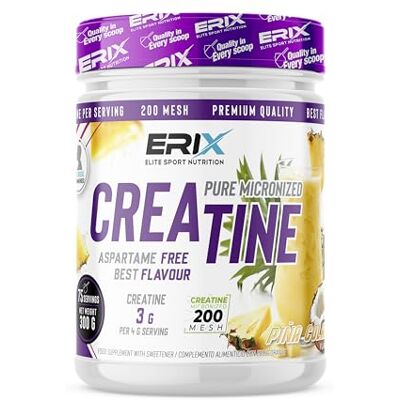 Erix Nutrition Créatine Monohydrate 200 Mesh Saveur ananas Colada 300 g (75 doses) Poudre micronisée pour pré-entraînement, sans aspartame, améliore la performance et la force musculaire Erix Nutrition Créatine Monohydrate 200 Mesh Saveur ananas Colada 300 g (75 doses) Poudre micronisée pour pré-entraînement, sans aspartame, améliore la performance et la force musculaire