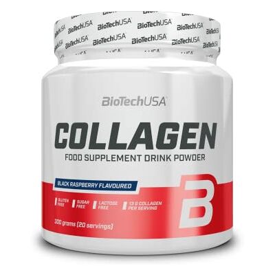 BioTechUSA Collagen Acide hyaluronique et complexe de collagène Vitamines C et E ajoutées Bien-être et nutrition de la peau, 300 g, Framboise noire BioTechUSA Collagen Acide hyaluronique et complexe de collagène Vitamines C et E ajoutées Bien-être et nutrition de la peau, 300 g, Framboise noire