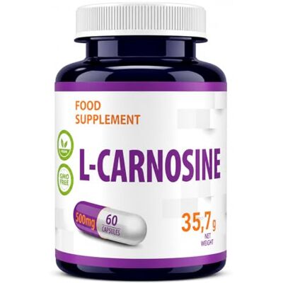 Hepatica L-Carnosine 500 mg Dipeptide de Bêta-Alanine et Histidine 60 Gélules Véganes Réserve 2 Mois GMP & laboratoire indépendant Hepatica L-Carnosine 500 mg Dipeptide de Bêta-Alanine et Histidine 60 Gélules Véganes Réserve 2 Mois GMP & laboratoire indépendant