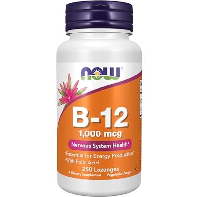 NOW Vitamin B-12 with Folic Acid, 1000mcg 250 lozenges NOW Vitamin B-12 with Folic Acid, 1000mcg 250 lozenges