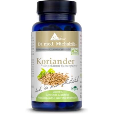 Biotikon Coriandre selon le Dr Michalzik 500-1000 mg de coriandre 60 gélules 500 à 1 000 mg de coriandre • Fabrication allemande propre • Sans additifs Biotikon Coriandre selon le Dr Michalzik 500-1000 mg de coriandre 60 gélules 500 à 1 000 mg de coriandre • Fabrication allemande propre • Sans additifs