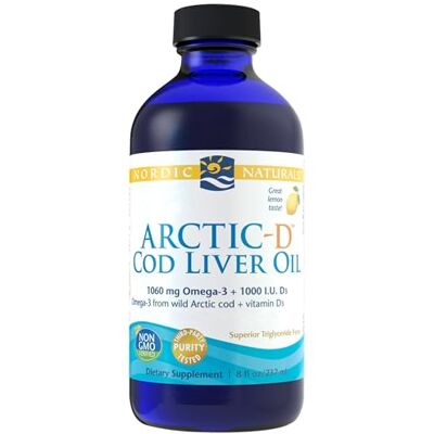 Nordic Naturals , Arctic-D Cod Liver Oil, 237 ml, 1060 mg d'huiles de poisson par dose, sans goût, sans gluten, sans soja, sans OGM Nordic Naturals , Arctic-D Cod Liver Oil, 237 ml, 1060 mg d'huiles de poisson par dose, sans goût, sans gluten, sans soja, sans OGM