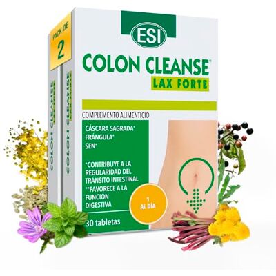 ESI Colon Cleanse Lax Forte Coquille sacrée, Sen et Mauve Pack 2 Complément alimentaire aux extraits naturels de plantes pour le transit intestinal. Lot de 2. ESI Colon Cleanse Lax Forte Coquille sacrée, Sen et Mauve Pack 2 Complément alimentaire aux extraits naturels de plantes pour le transit intestinal. Lot de 2.