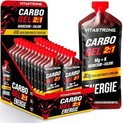 Vitastrong. Vitastrong Carbo Gel 2:1 Energy, 24 x 60 ml monodose, 40 g de glucides, 56 mg de magnésium et 300 mg de potassium/portion, maltodextrine pour entraînement intra (60 ml (lot de 24), gel de glucides Vitastrong. Vitastrong Carbo Gel 2:1 Energy, 24 x 60 ml monodose, 40 g de glucides, 56 mg de magnésium et 300 mg de potassium/portion, maltodextrine pour entraînement intra (60 ml (lot de 24), gel de glucides