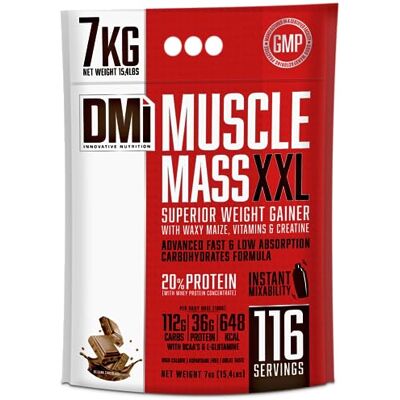 DMI INNOVATIVE NUTRITION Muscle Mass XXL Top WEIGHT GAINER (Belgian Chocolat, 7 kg (15,4 lbs) DMI INNOVATIVE NUTRITION Muscle Mass XXL Top WEIGHT GAINER (Belgian Chocolat, 7 kg (15,4 lbs)