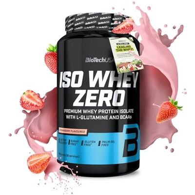 BioTechUSA Iso Whey Zero Premium Whey Protein Isolate Grass-Fed Enzyme-Free Sugar- and Gluten-free, 908 g, Fraise BioTechUSA Iso Whey Zero Premium Whey Protein Isolate Grass-Fed Enzyme-Free Sugar- and Gluten-free, 908 g, Fraise