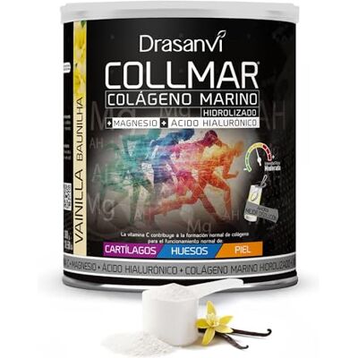 Drasanvi Collmar Collagène marin hydrolysé avec acide hyaluronique, magnésium, vitamine C Pour cartilage, os et peau Sans édulcorants Haute dose 9 717 mg/jour 300 g de poudre saveur vanille Drasanvi Collmar Collagène marin hydrolysé avec acide hyaluronique, magnésium, vitamine C Pour cartilage, os et peau Sans édulcorants Haute dose 9 717 mg/jour 300 g de poudre saveur vanille