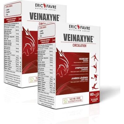 ERIC FAVRE CIRCULATION SANGUINE JAMBES VEINAXYNE Action Drainante Jambes Lourdes, Chevilles Gonflées Circulation Sanguine, Jambes Légères Lot de 2 x 60 Comprimés ERIC FAVRE CIRCULATION SANGUINE JAMBES VEINAXYNE Action Drainante Jambes Lourdes, Chevilles Gonflées Circulation Sanguine, Jambes Légères Lot de 2 x 60 Comprimés